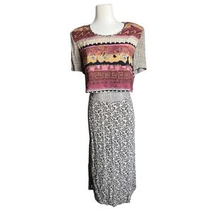 K Studio Vintage rare Floral Tie Waist Dress Size 10 Cottagecore Prairie